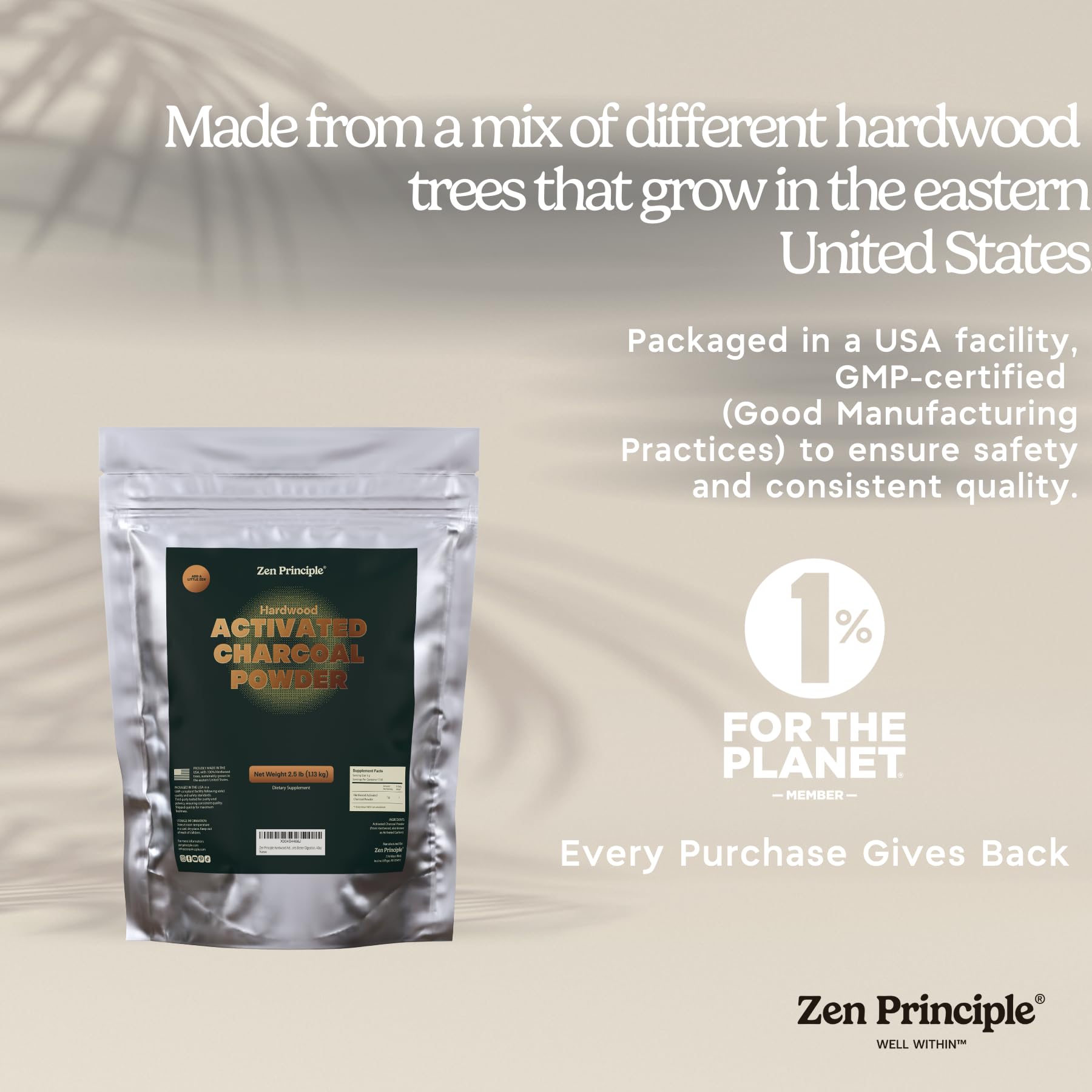 Charcoal powder used for skin and hair care by Zen Principle