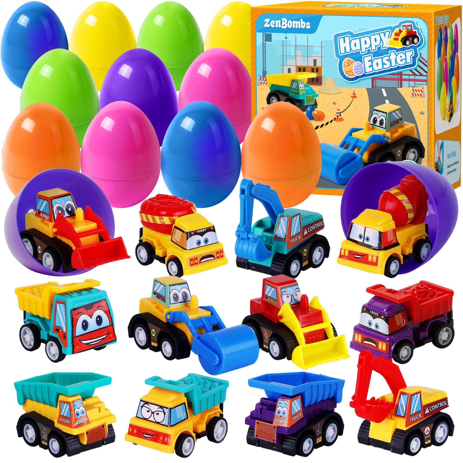 ZenBombs Easter Eggs with Cars Inside 12 PCS set box packaging