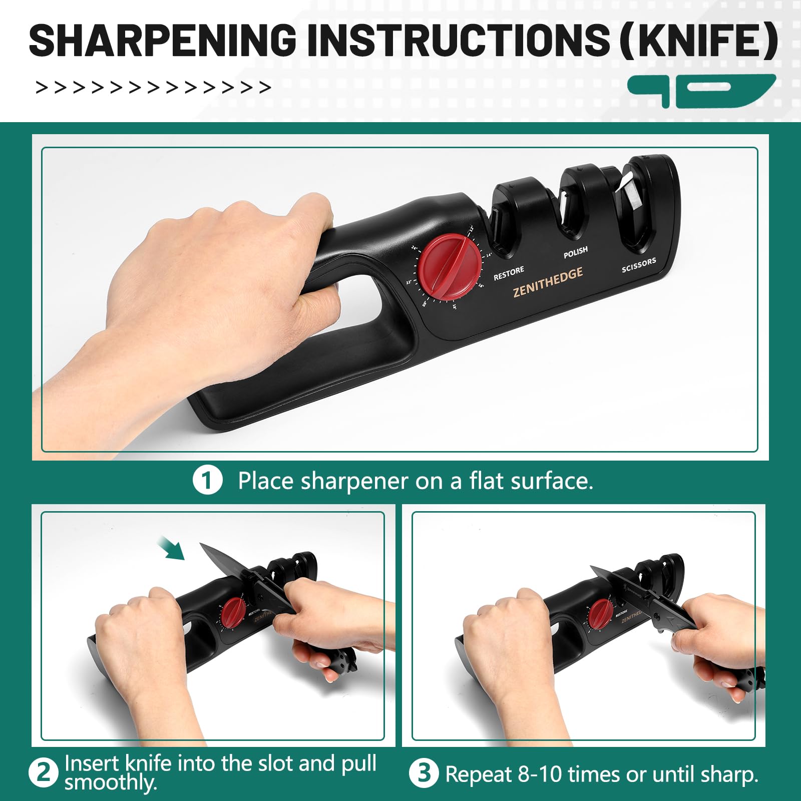 Pocket knife sharpening with ZenithEdge 3-in-1