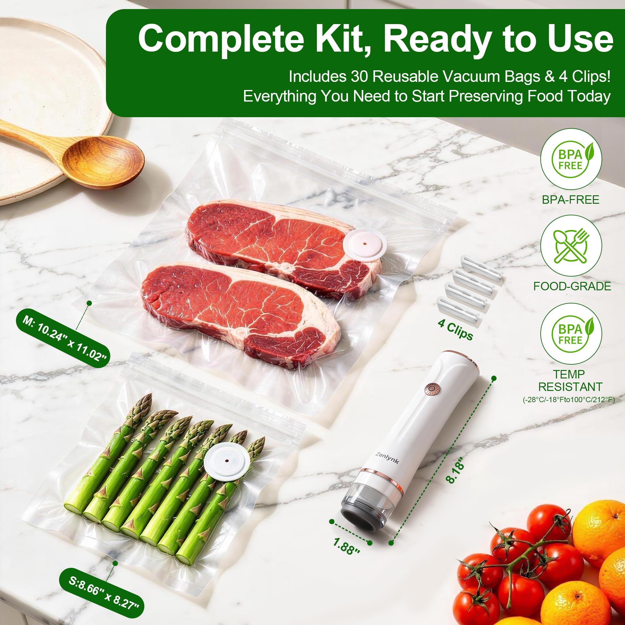 Airtight seal and auto-stop function shown on Zenlynk sealer