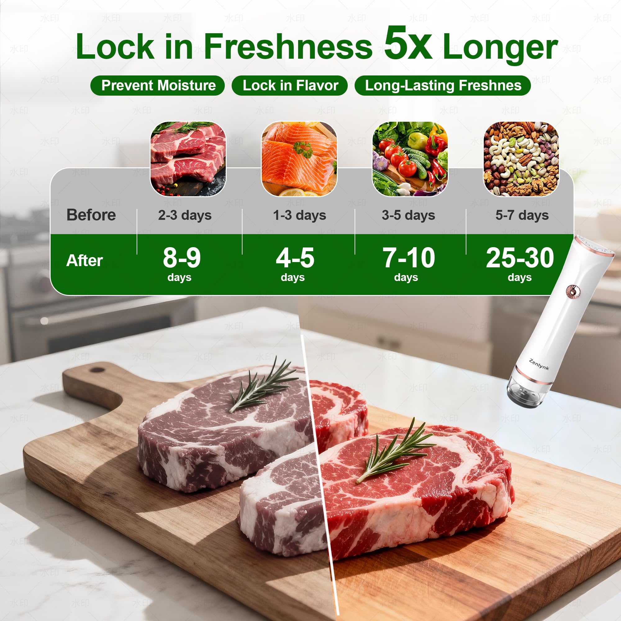 Cordless portable design of Zenlynk vacuum sealer highlighted