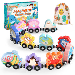Zeoddler magnetic sea animals train set 11 pieces for toddlers