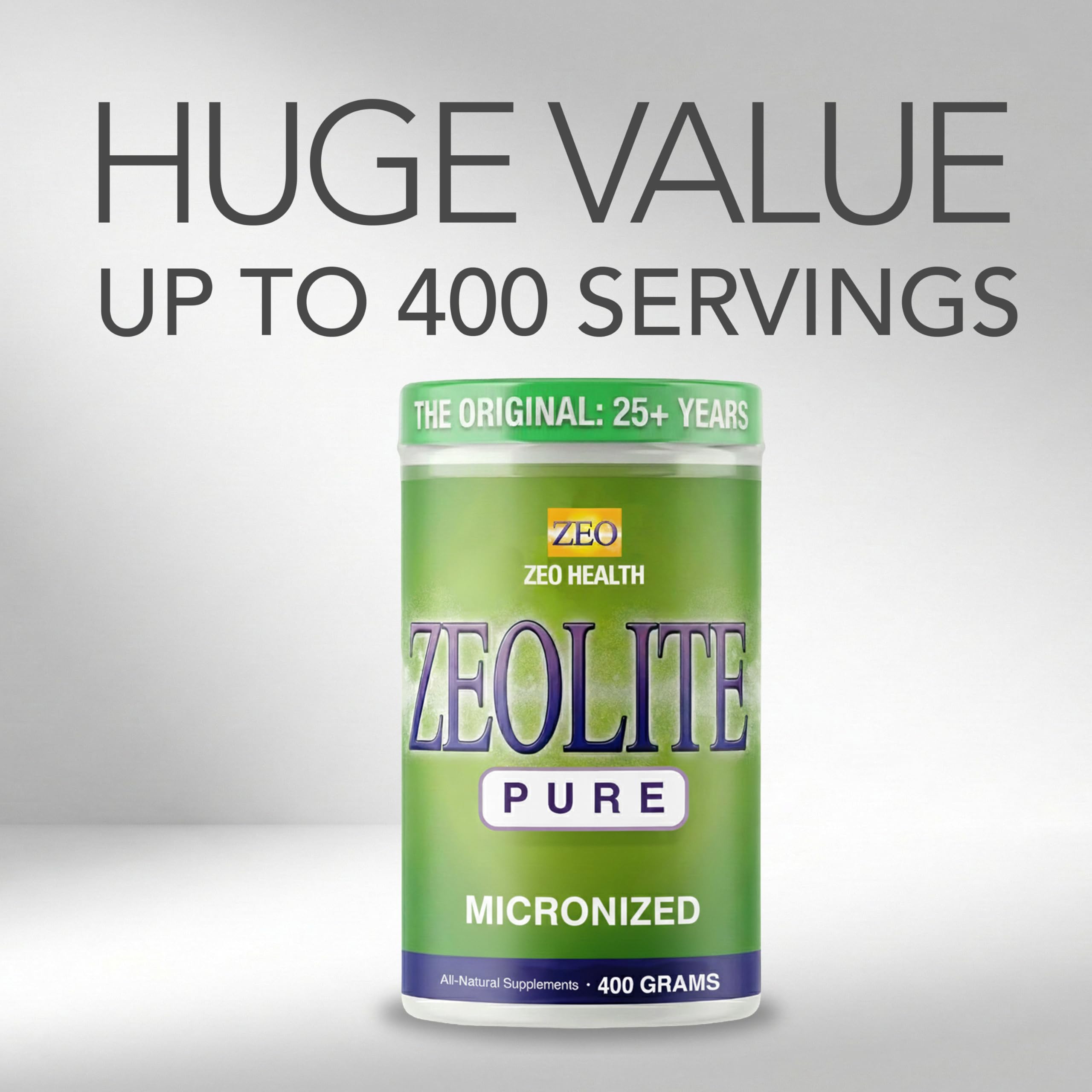 Zeolite Pure 400 Servings box and bottle graphics