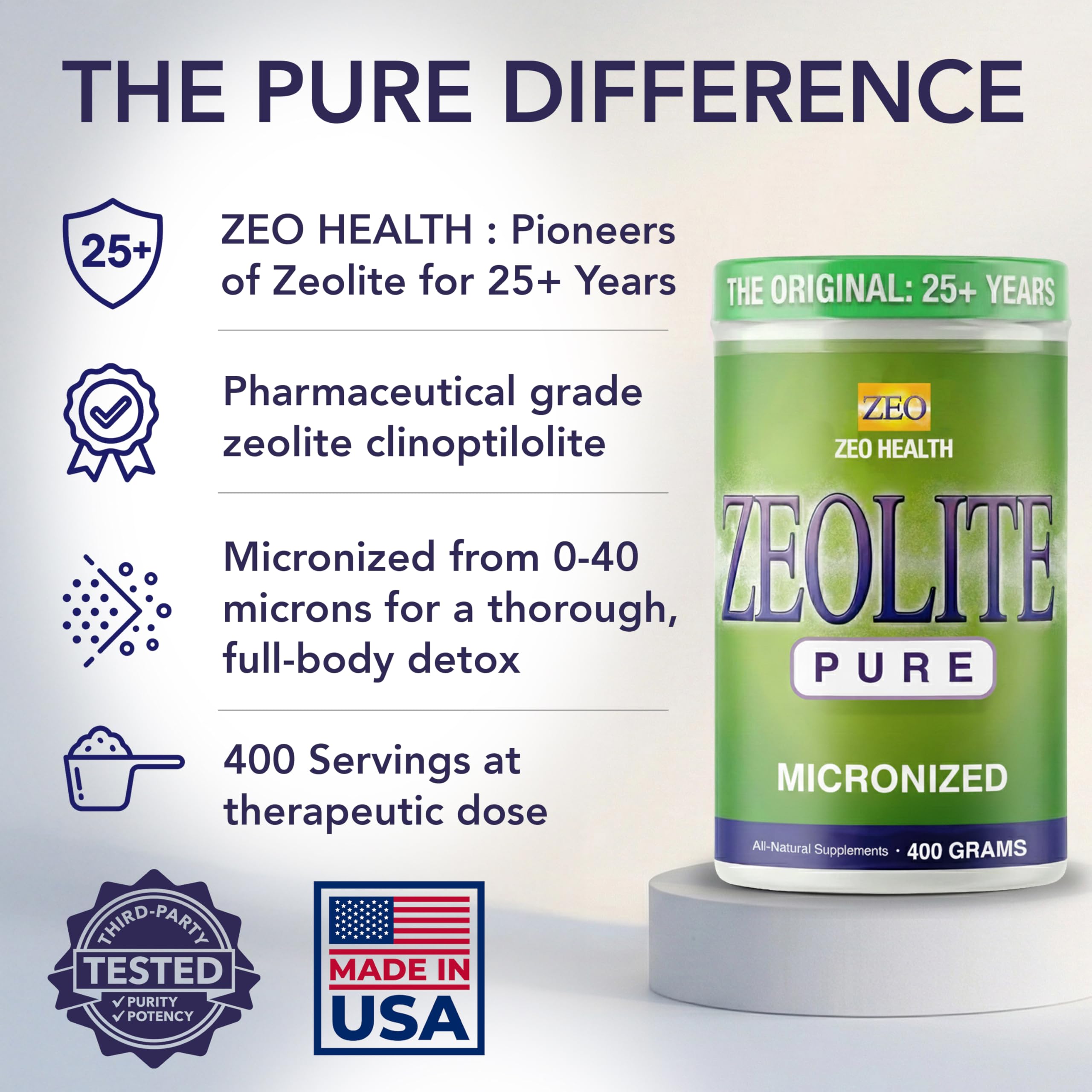 Zeolite Pure full body detox product packaging for adults