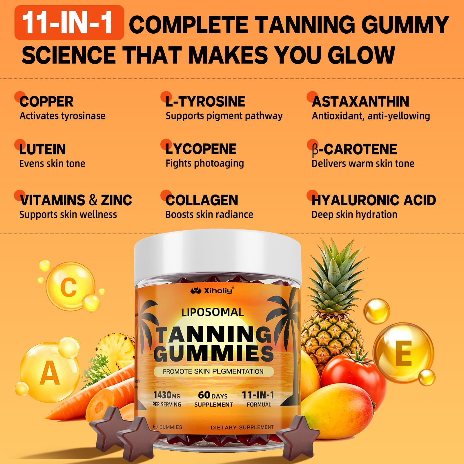 No UV sunless tanning supplement gummy
