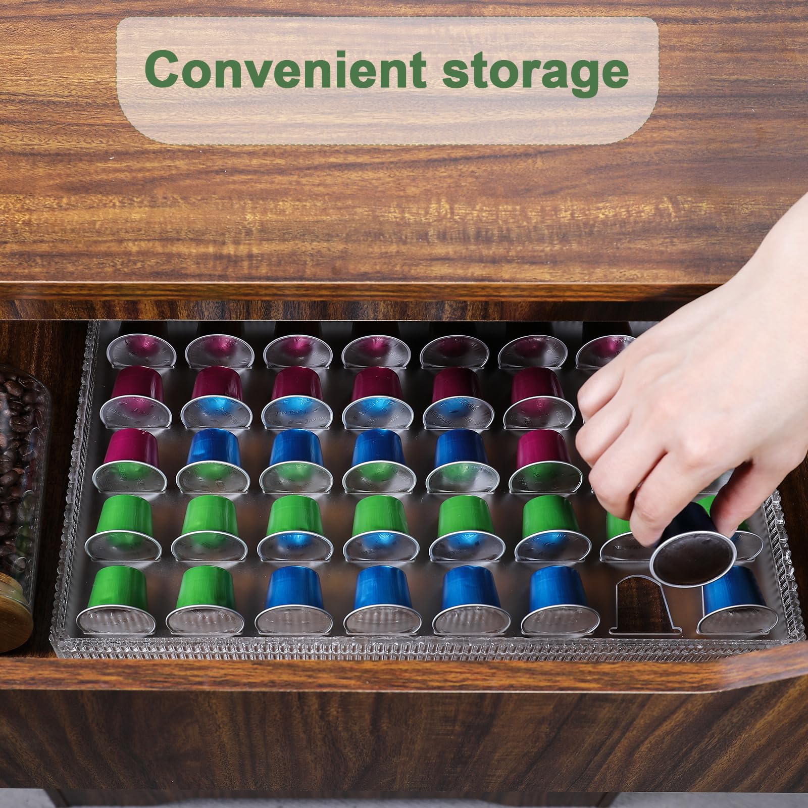 ZFGOLD coffee pod storage drawer accommodates up to 40 capsules