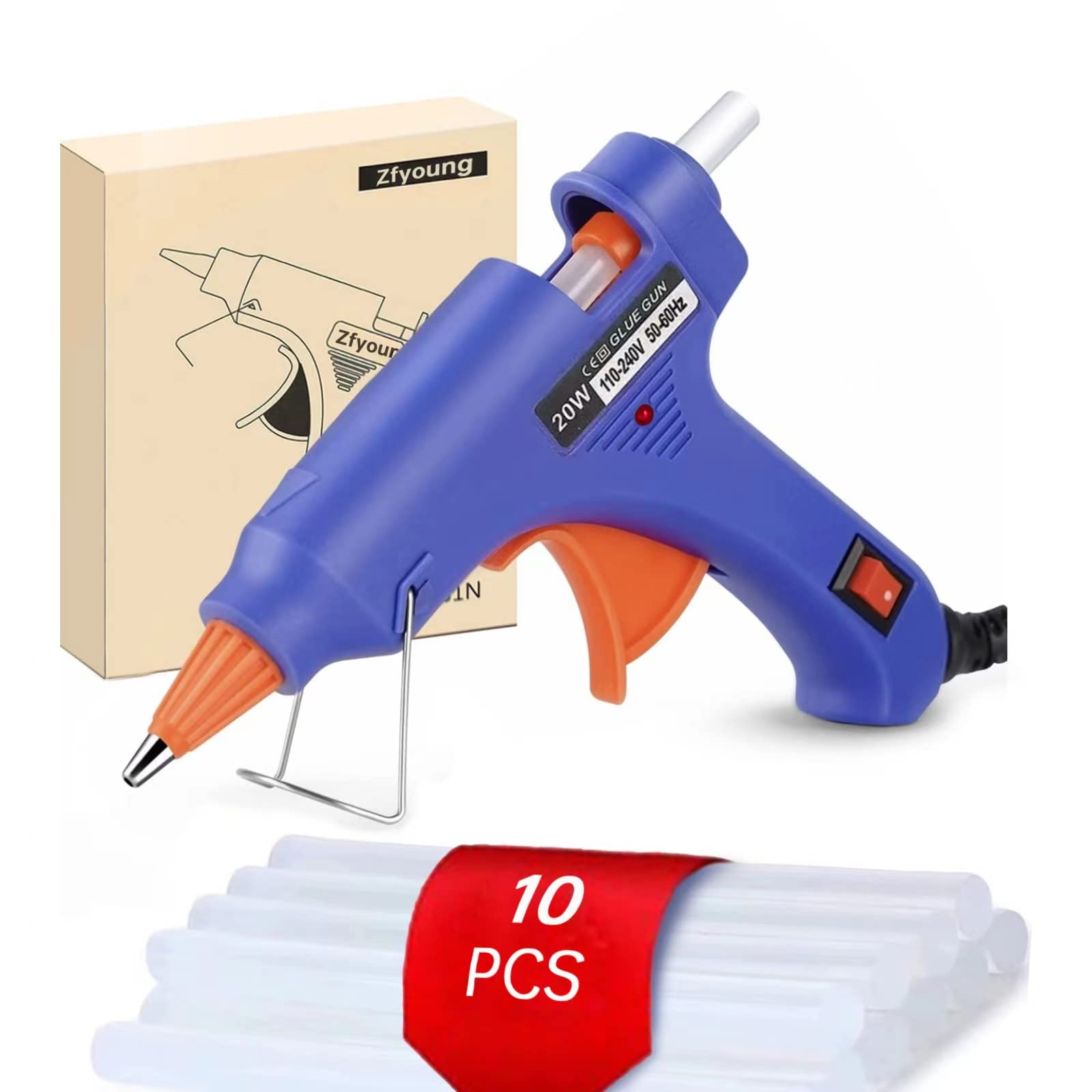 Zfyoung mini hot glue gun kit 20W with 10 sticks