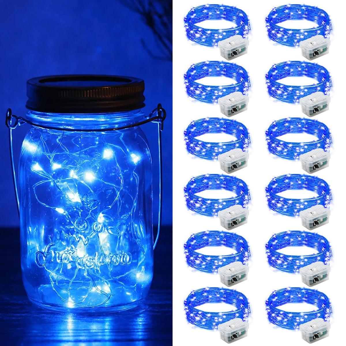 ZGWJ 12 pack fairy lights battery operated blue LEDs