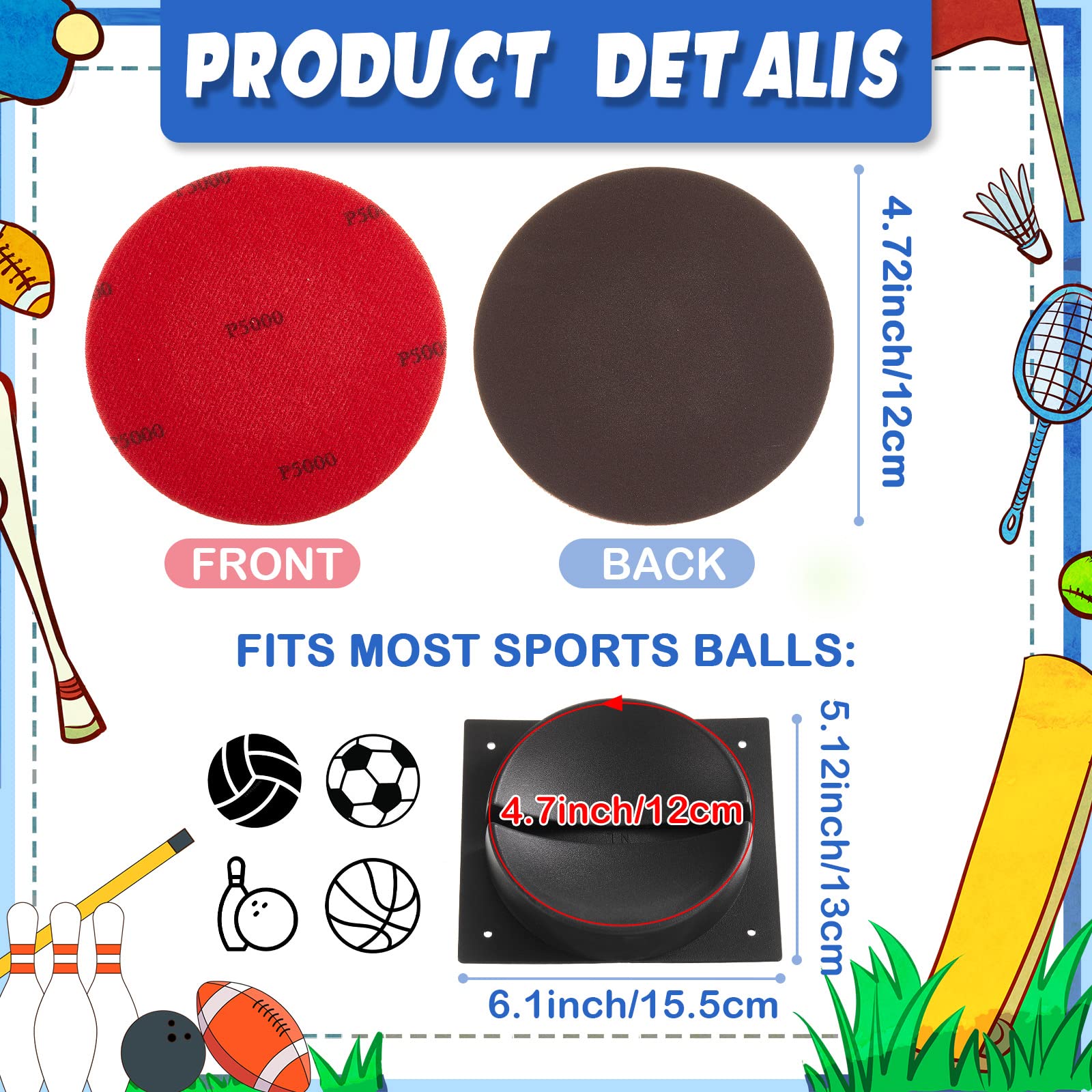 Bowling ball sanding pads six grits with holder