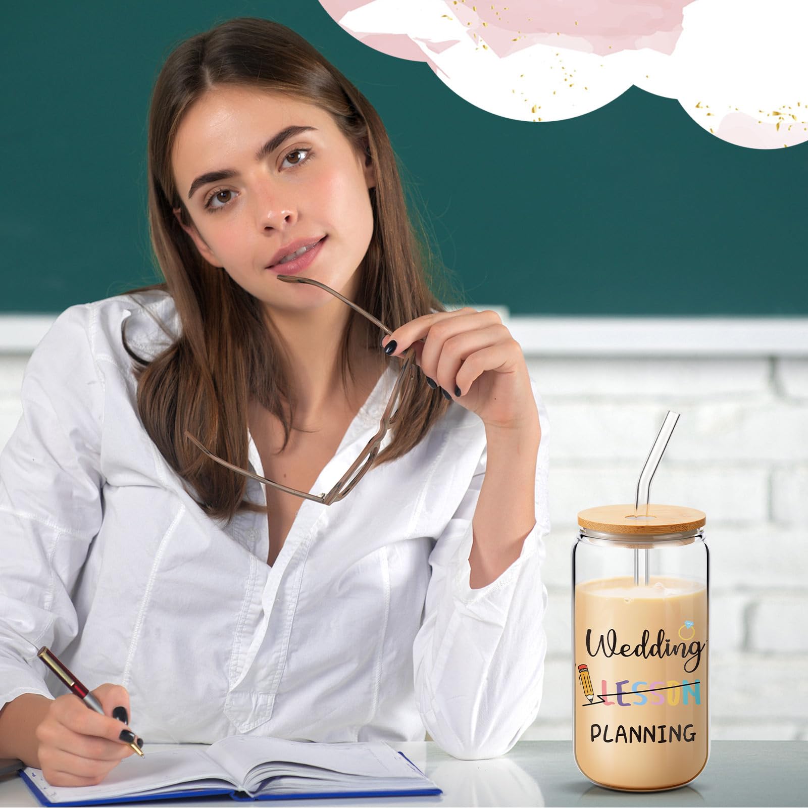 Zhehao 16 oz glass cup for bride gifts