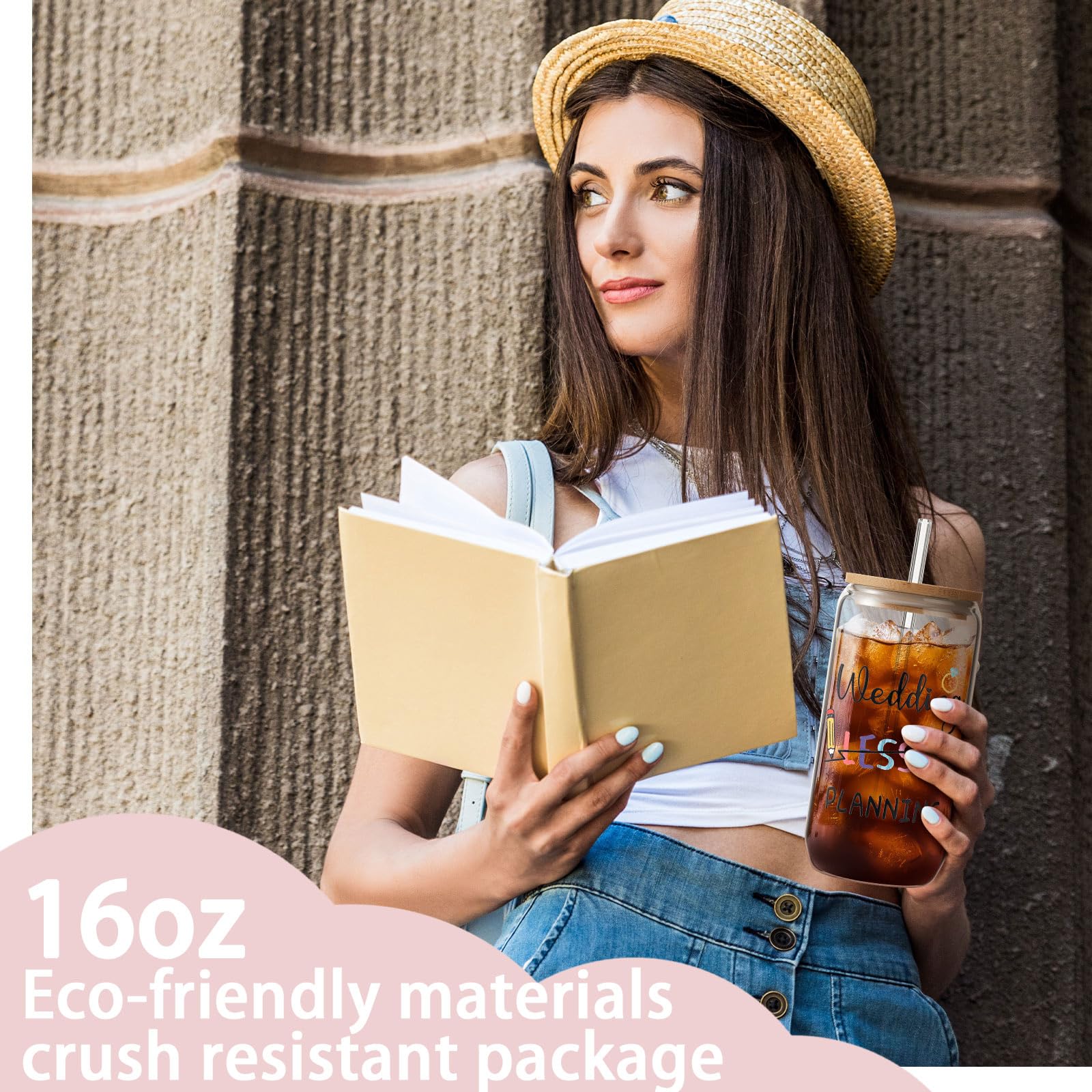 Zhehao 16 oz glass cup package includes brush and straws