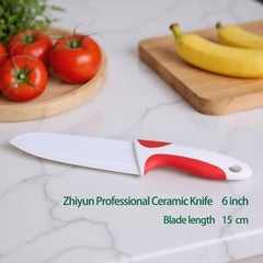 Zhiyun professional ceramic kitchen knife 6 inch red with sheath image