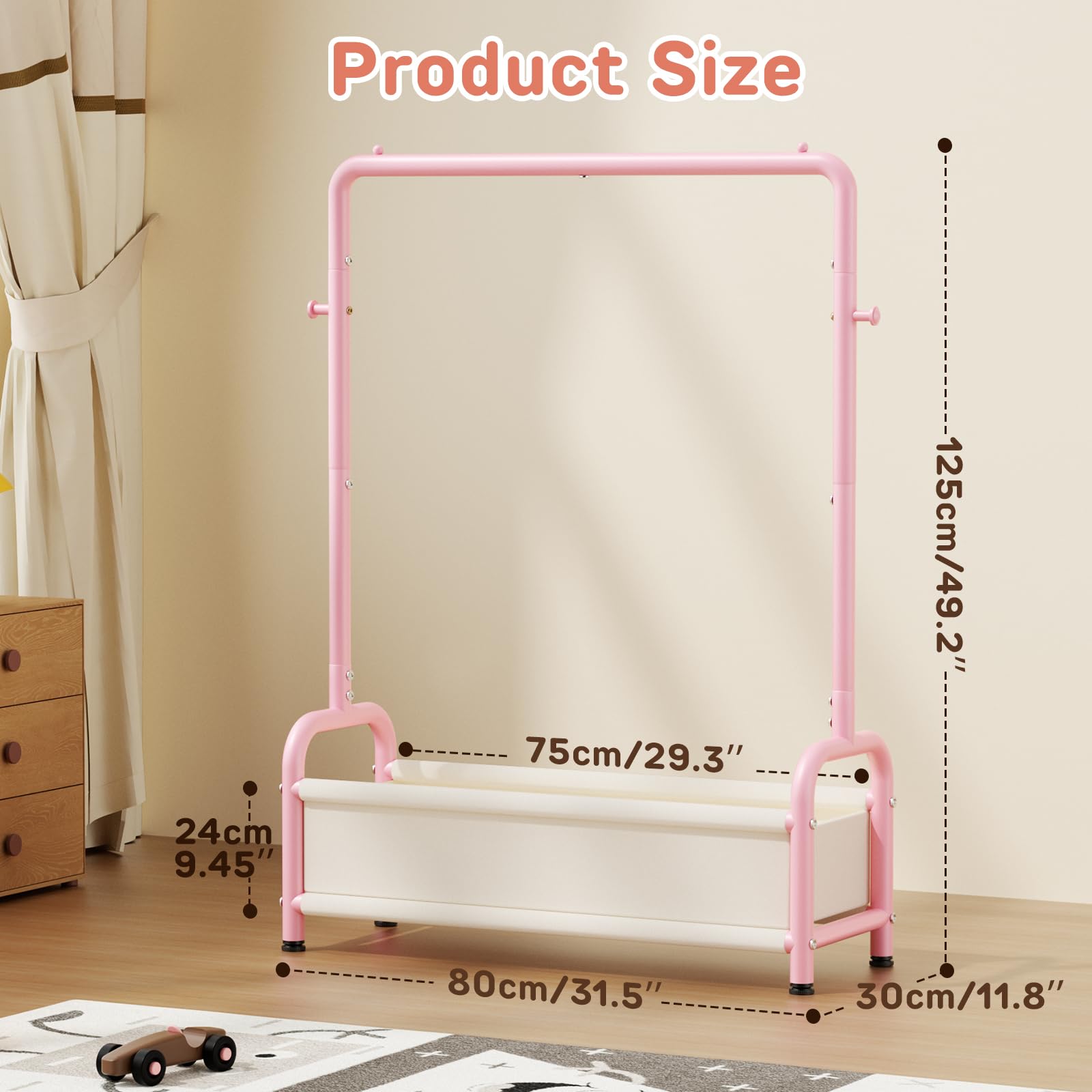 ZHKINGGS natural color kids closet organizer rack for playroom