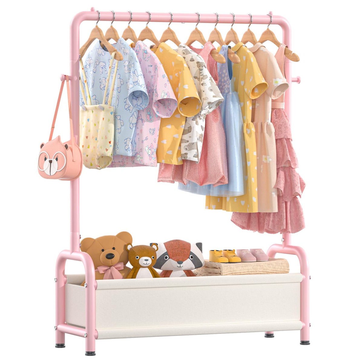 ZHKINGGS kids clothing rack with storage shelf 31.5W x 11.8D x 49.2H