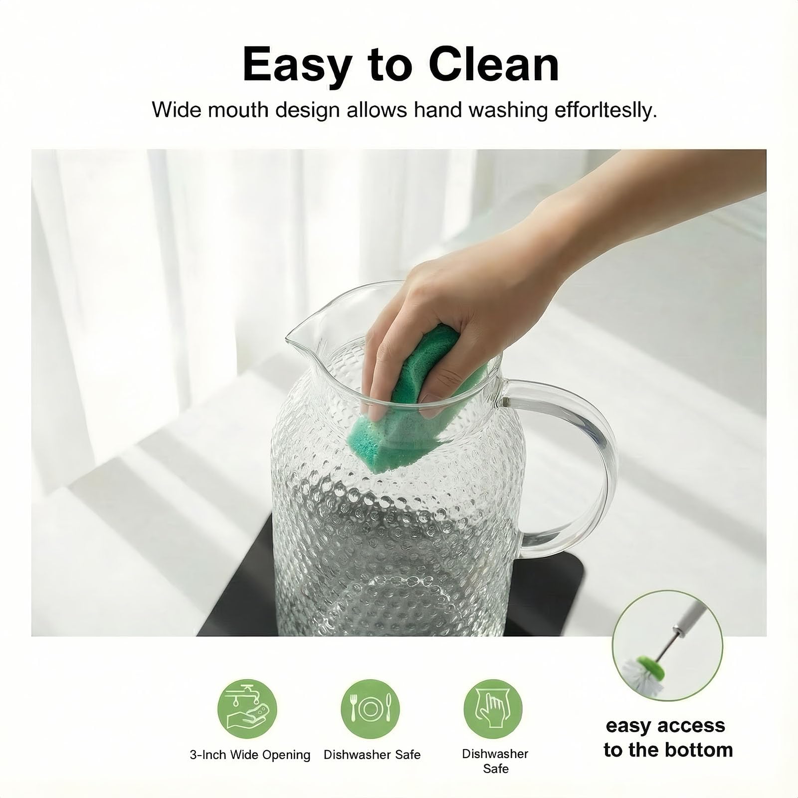 Dishwasher safe glass pitcher for juice and tea by ZHUNZOOEN