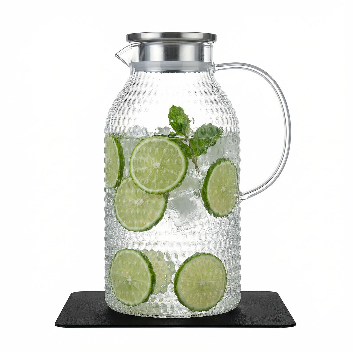 ZHUNZOOEN glass pitcher with lid 3 liter capacity close up