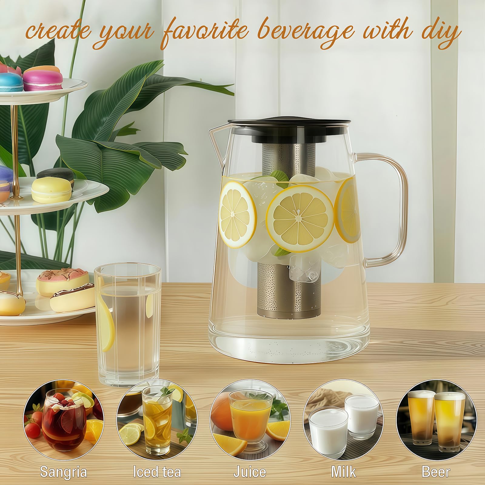 ZHUNZOOEN Lead-free BPA-free interior of glass pitcher