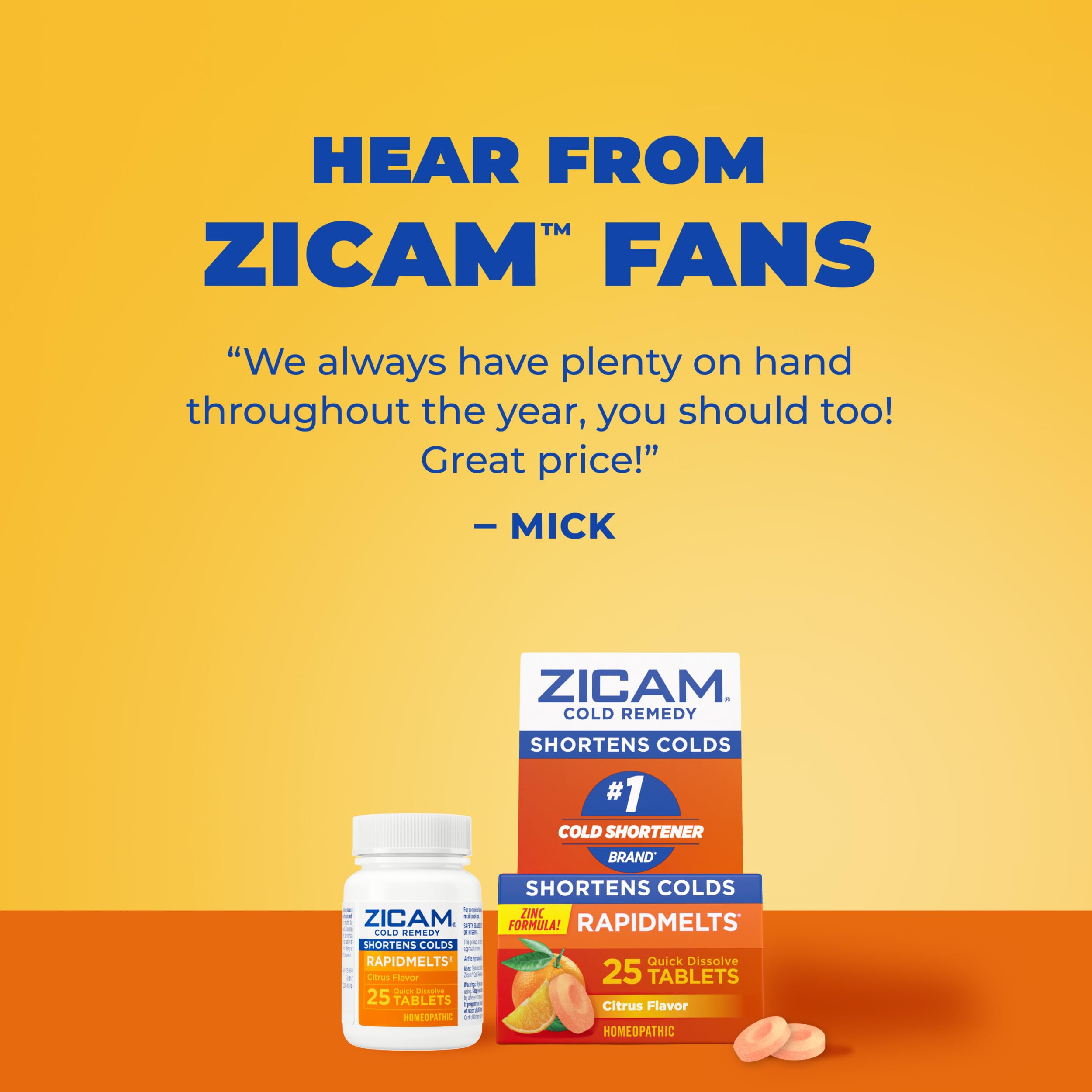 Zicam RapidMelts packaging highlighting zinc formula