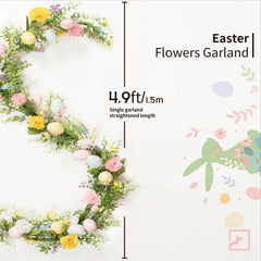 Pastel eggs and foam berries on spring vine garland 5 feet