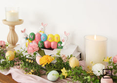 Garland draped over rustic mantle arch for decor
