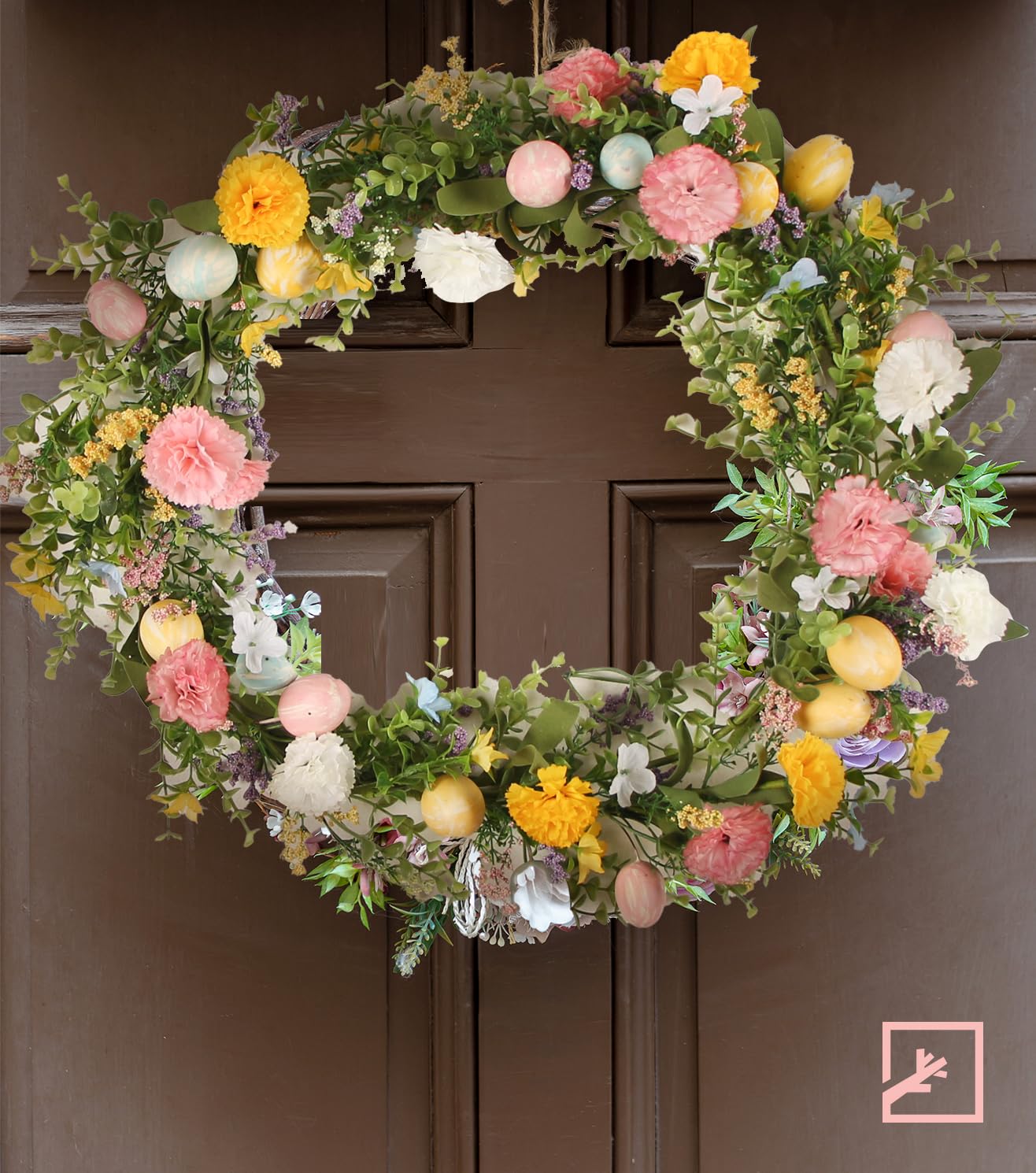 Indoor decoration on doorway using Easter garland