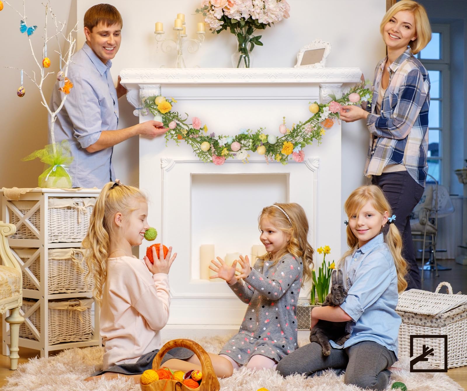 Table centerpiece idea with Easter garland accent