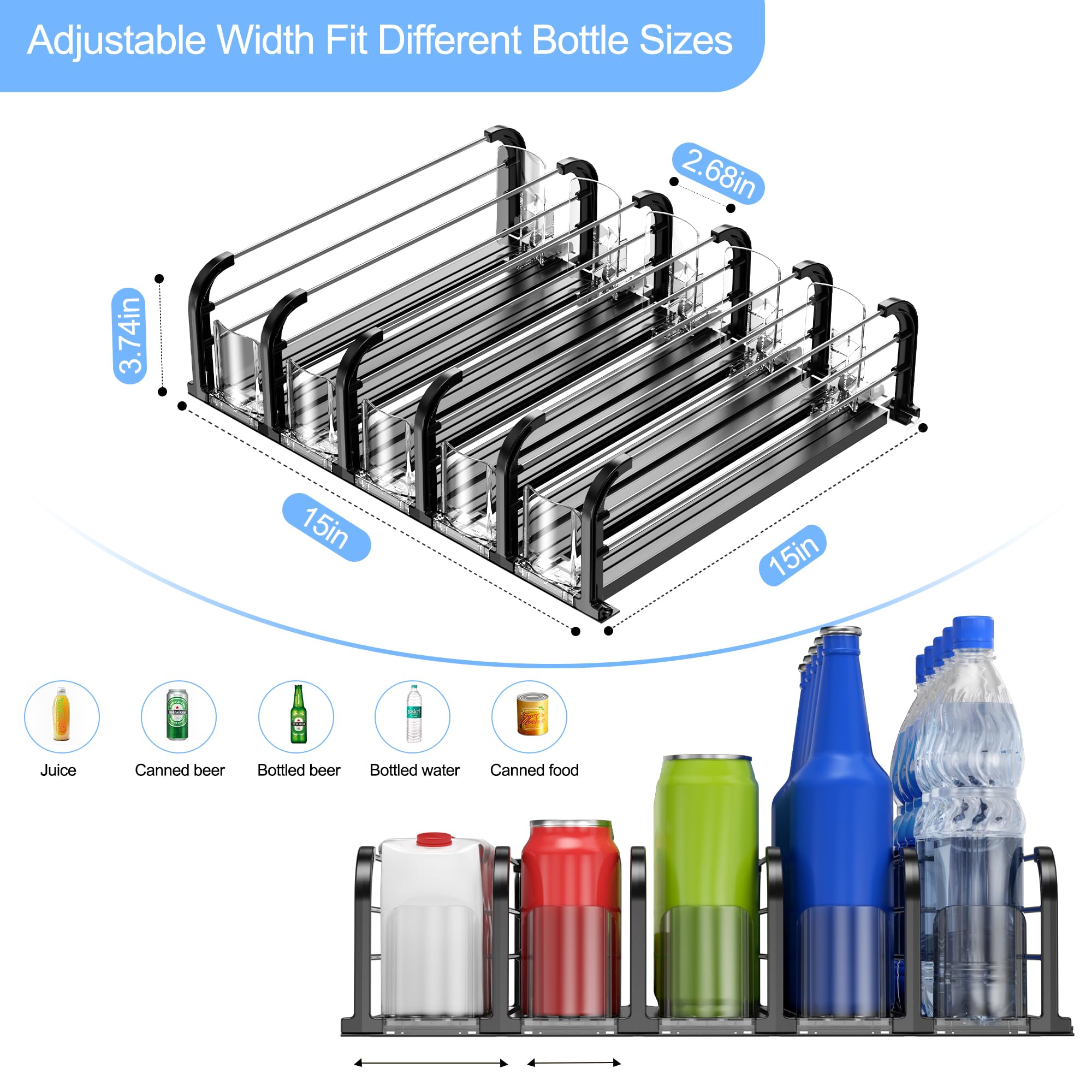 Soda Can Dispenser black in fridge or pantry