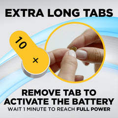 Mercury-free Powermax Size 10 hearing aid battery for safety