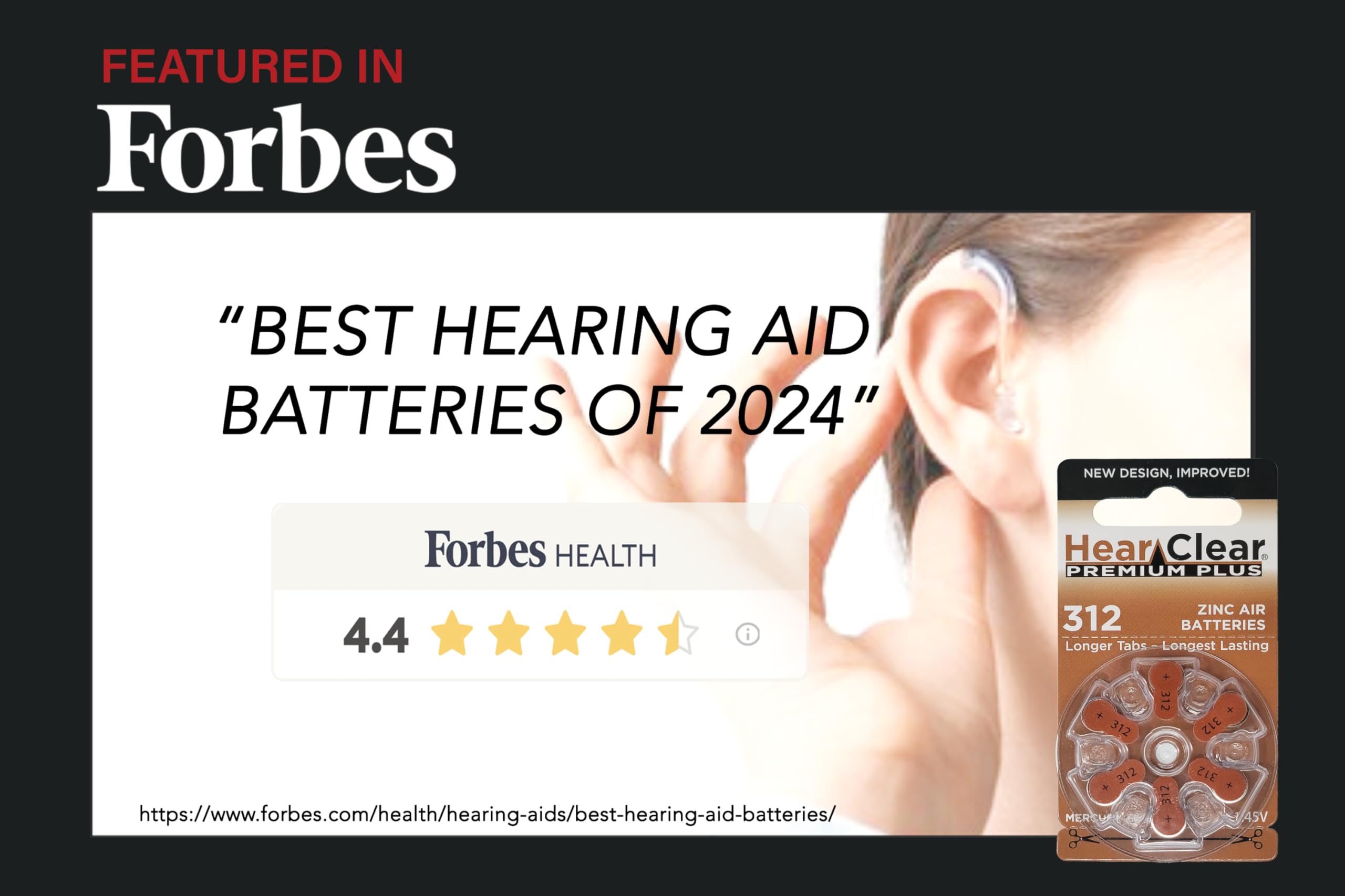 Size 312 zinc air battery suitable for digital hearing aids