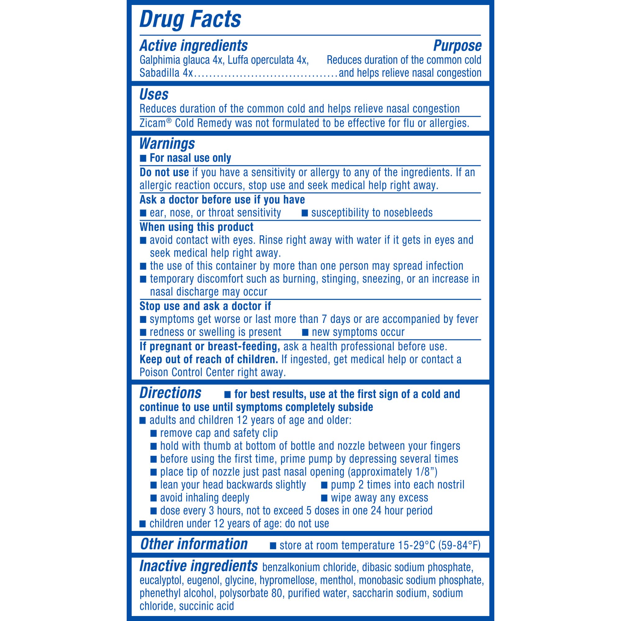Zinc-free formula indicator on Zicam packaging