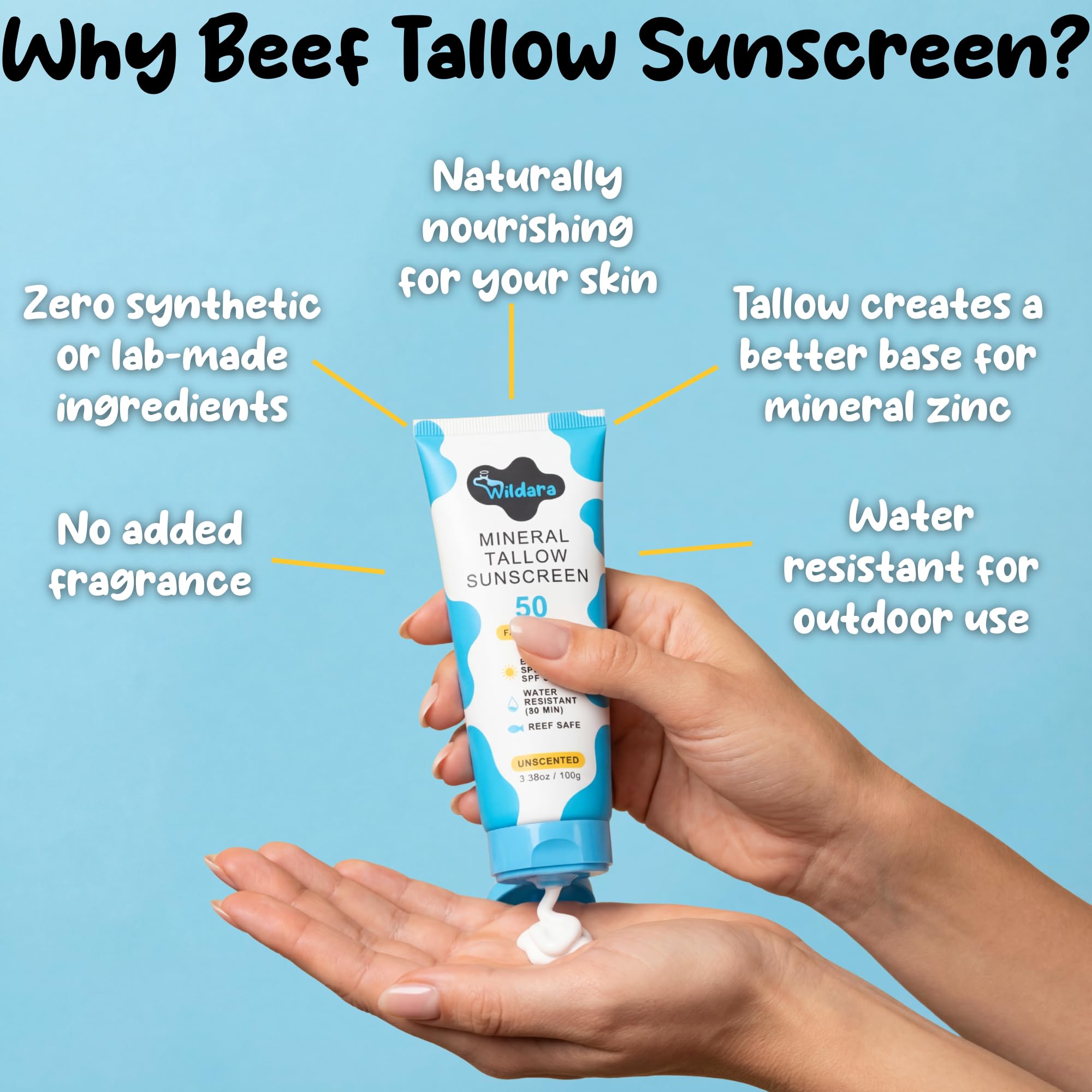 Non-nano zinc oxide mineral sunscreen formula close up