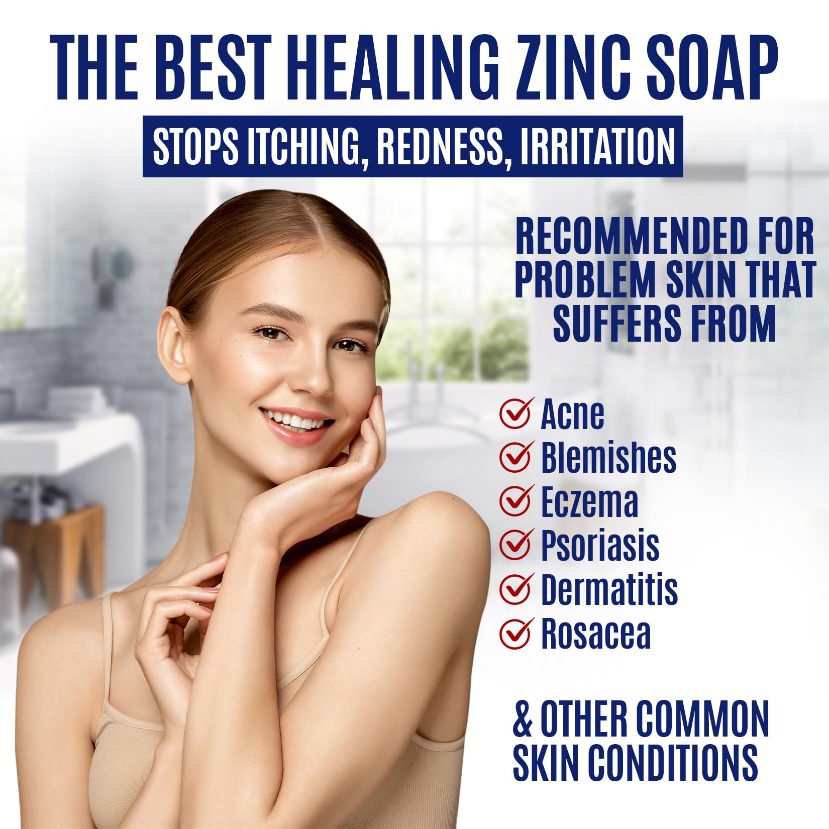 Zinc pyrithione bar soap for face and body