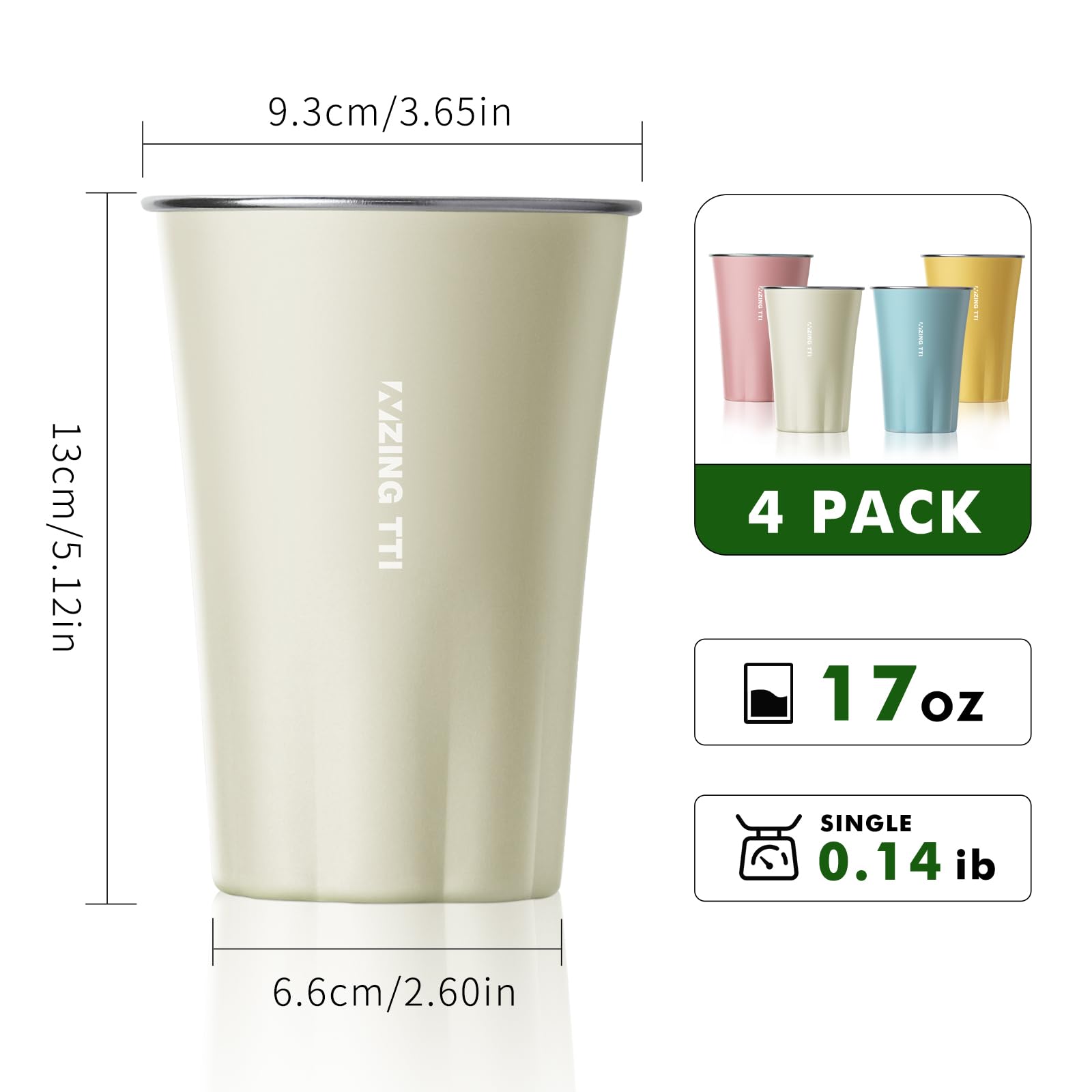 ZING TTI Pure Titanium Pint Cup 17 oz pink color
