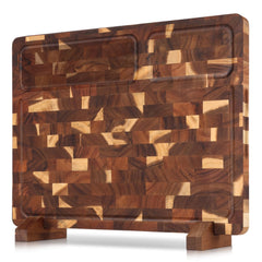 Zioffiel end grain cutting board showing dual sided surface
