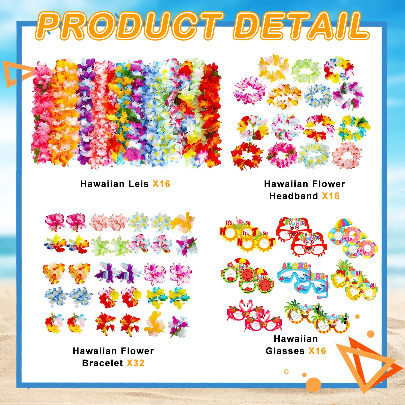 Luau paper glasses included in 80 piece set