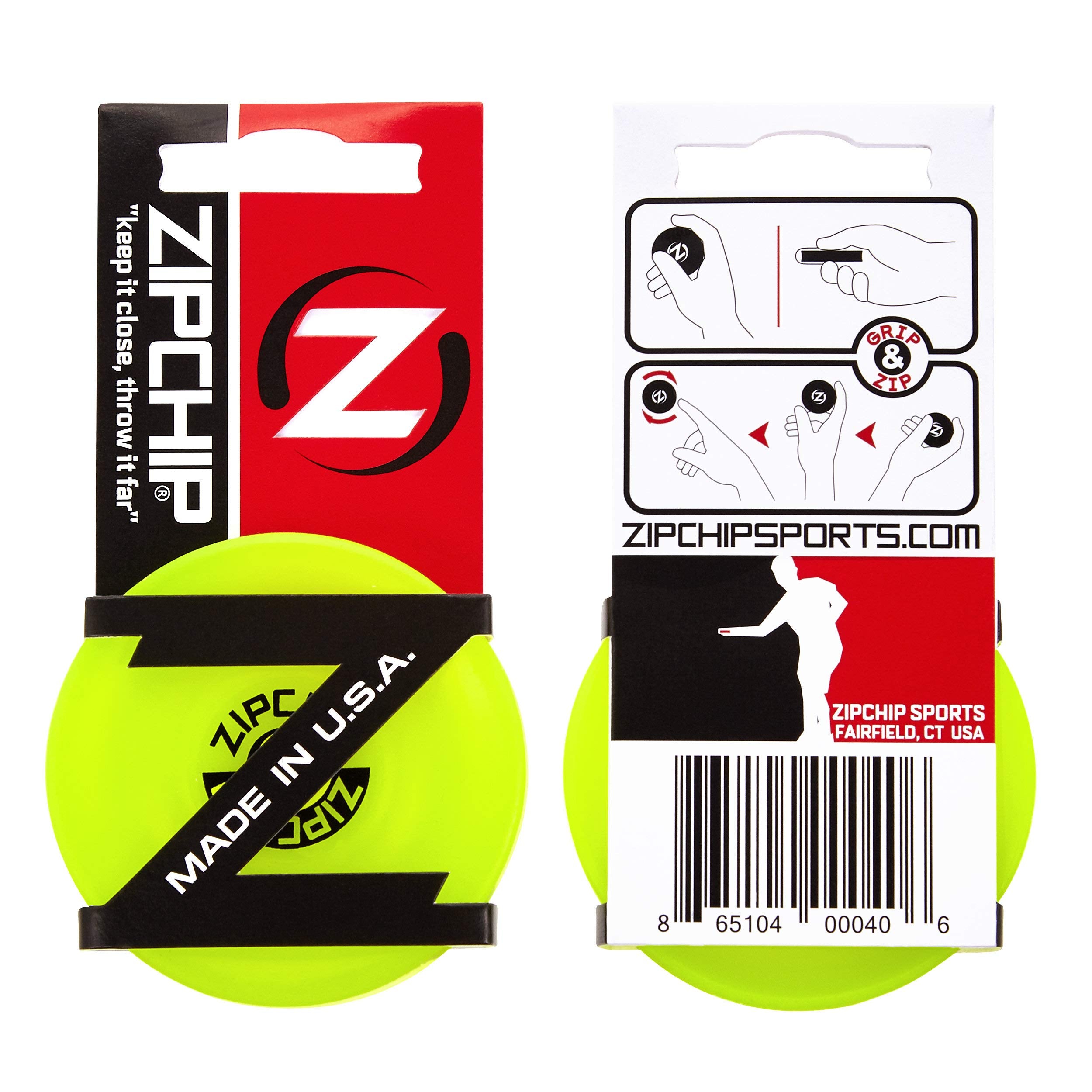 ZipChip high visibility neon yellow disc for sidearm throws