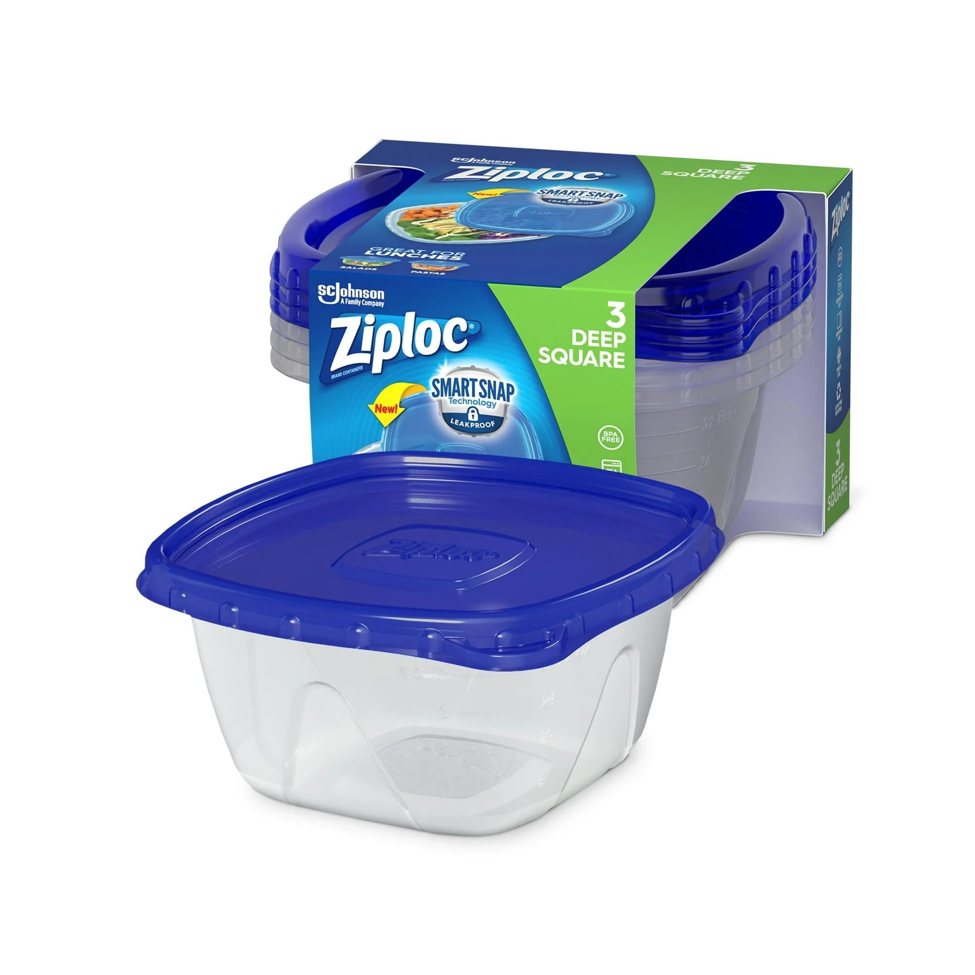 Deep Square BPA-free containers 3 pack for leftovers