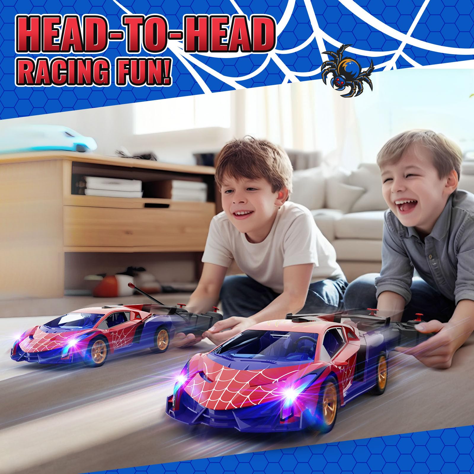 Multi-car racing with spider RC cars for kids