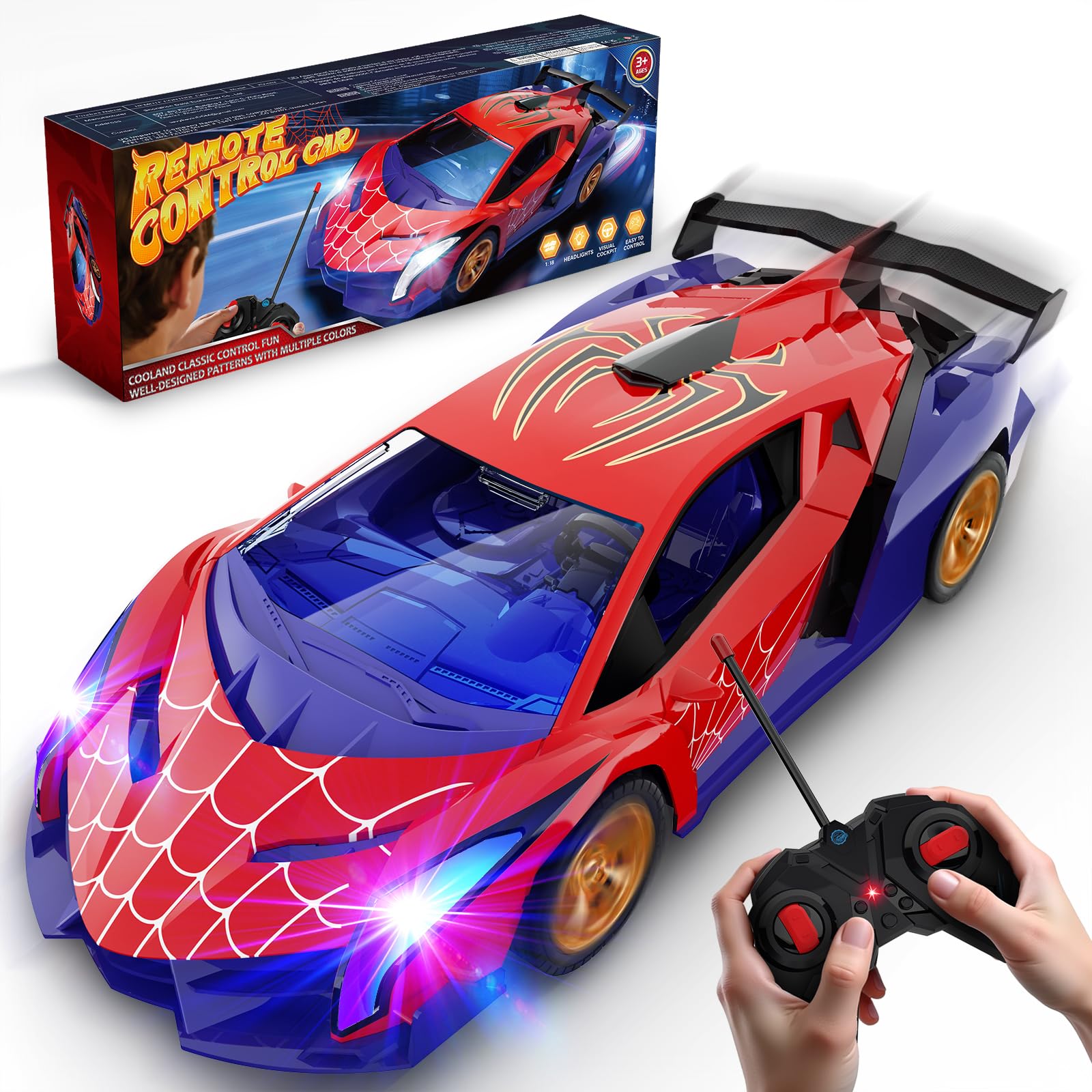 ZIROKAY Spider RC car multicolor headlights