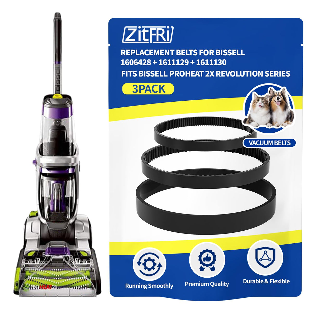 ZITFRI belt set for Bissell ProHeat 2X Revolution Pet Pro