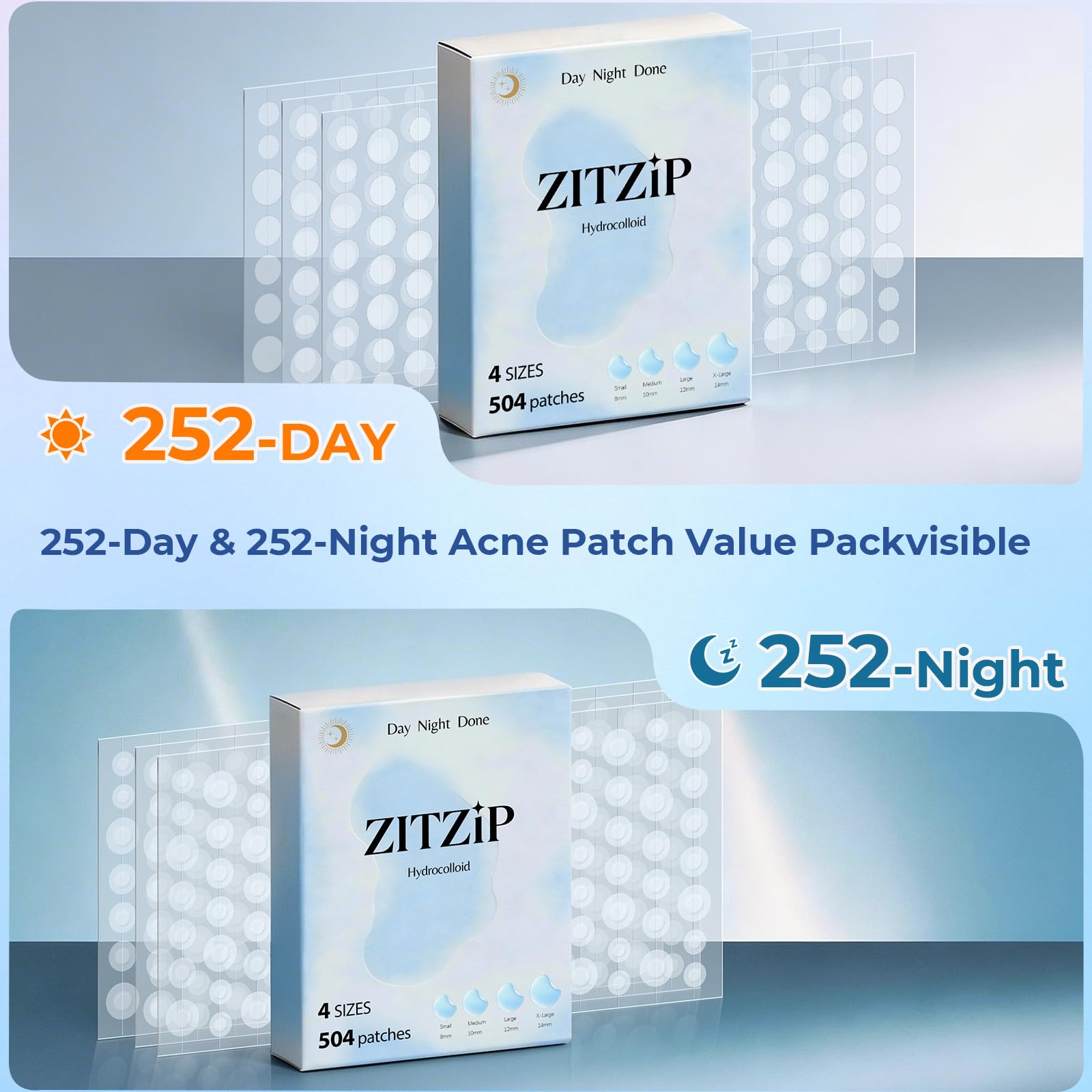 Overnight patches for ZITZIP face acne