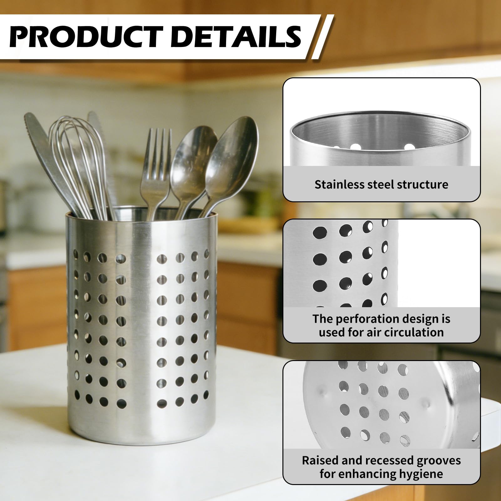 Spoons and spatulas neatly stored in stainless steel organizer