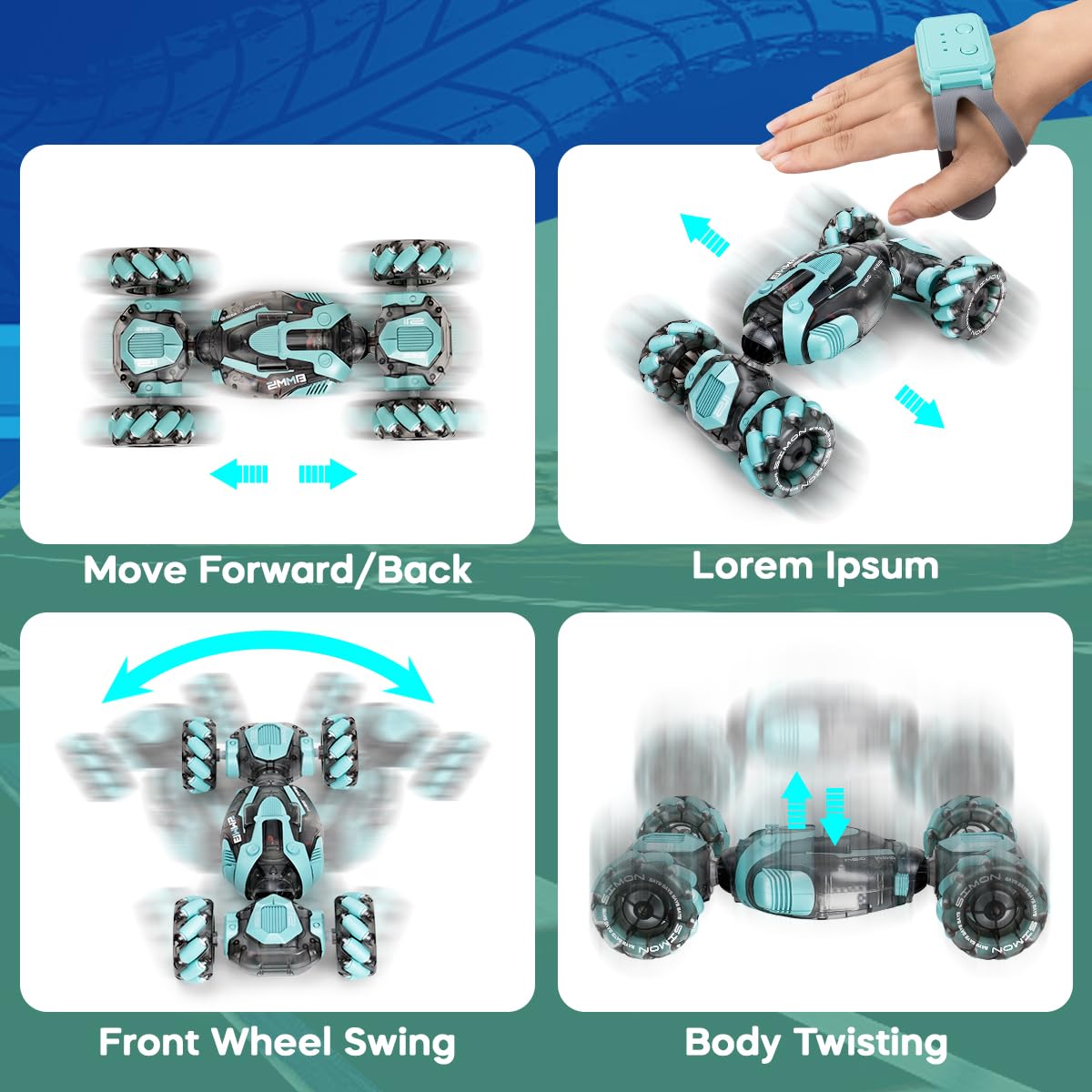 360 degree RC stunt car spinning and transforming actions