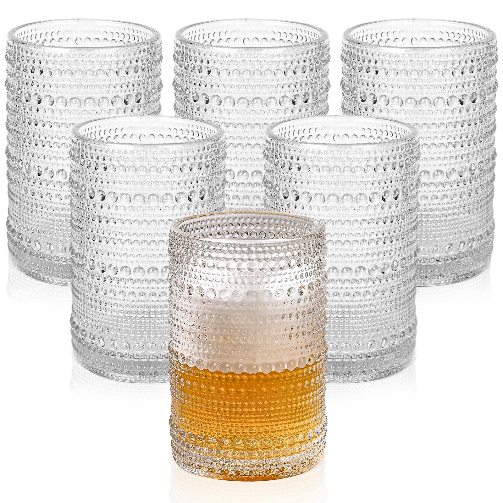 ZMOWIPDL drinking glasses 6 pack hobnail design