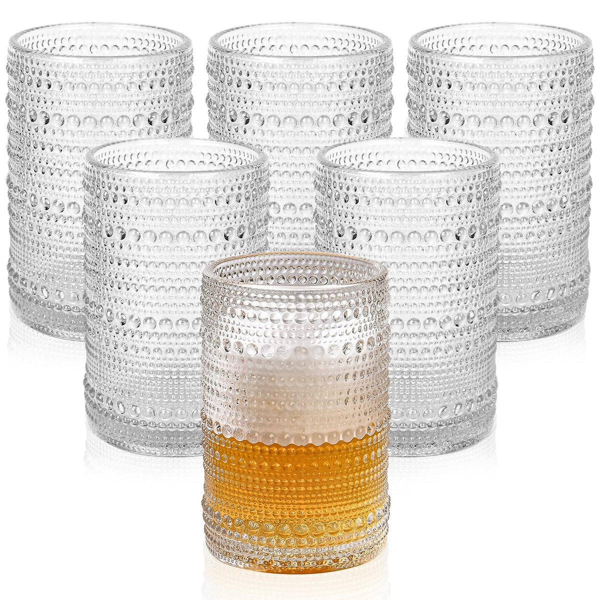 ZMOWIPDL drinking glasses 6 pack hobnail design