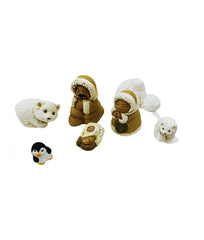 7 piece nativity set Holy Family igloo polar bears