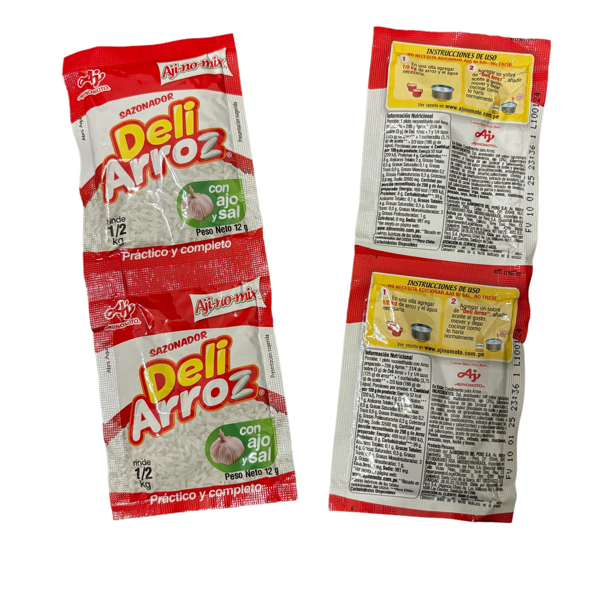 Zoeartcrafts Deli arroz Peruvian rice seasoning garlic and salt flavor 48 g pack of 4 sachets