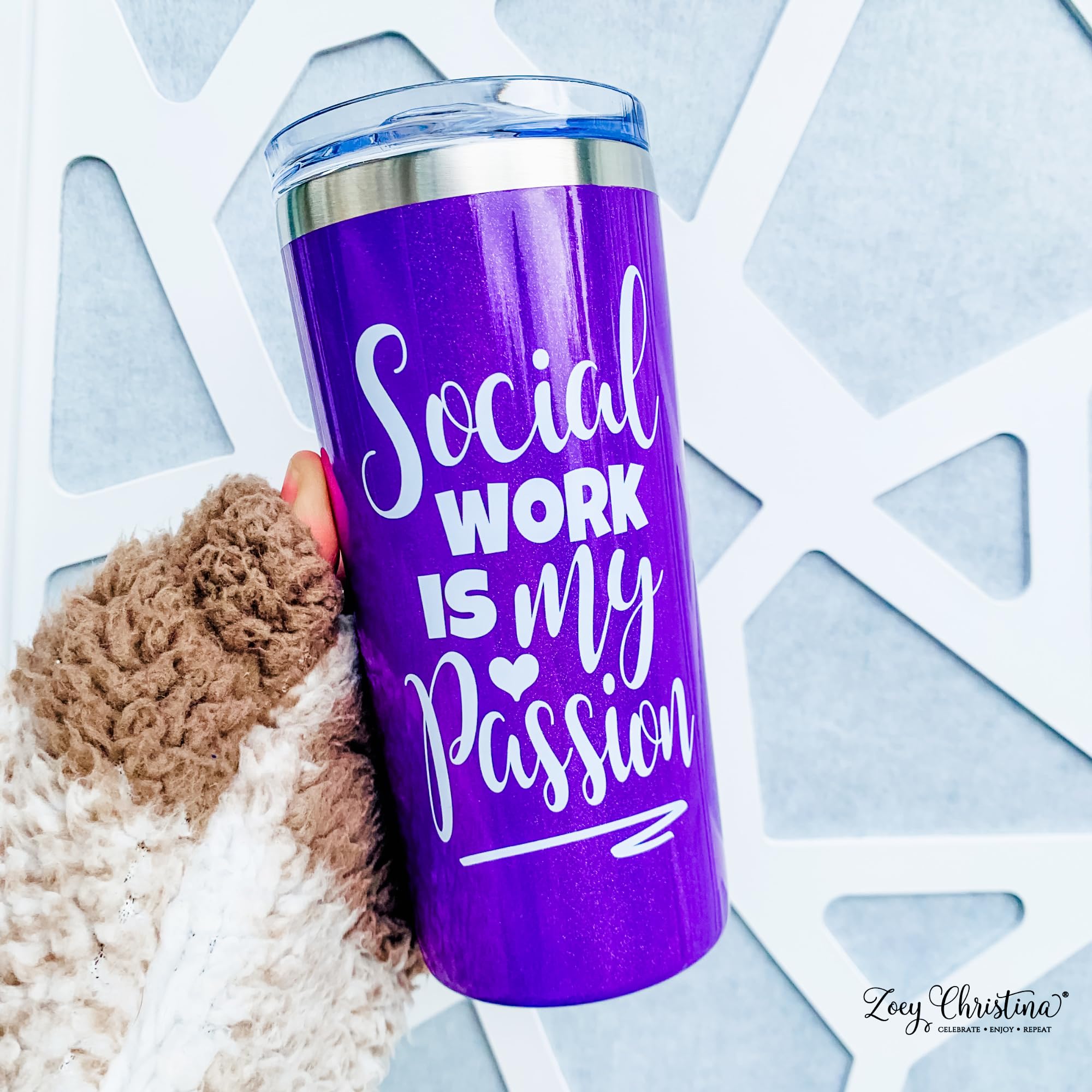 Social Work Tumbler 16oz by Zoey Christina with stainless steel