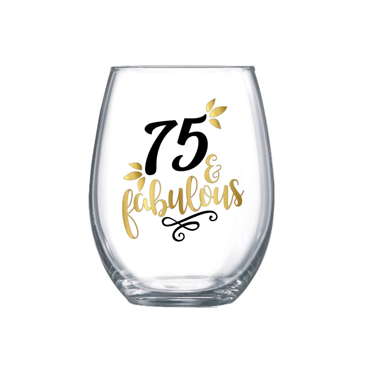 Zoey Christina stemless wine glass 18 oz with 75th design