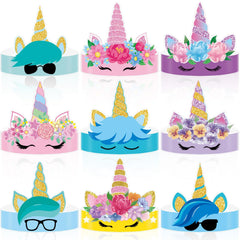 ZOIIWA unicorn birthday hats 36pc set with 9 styles for kids